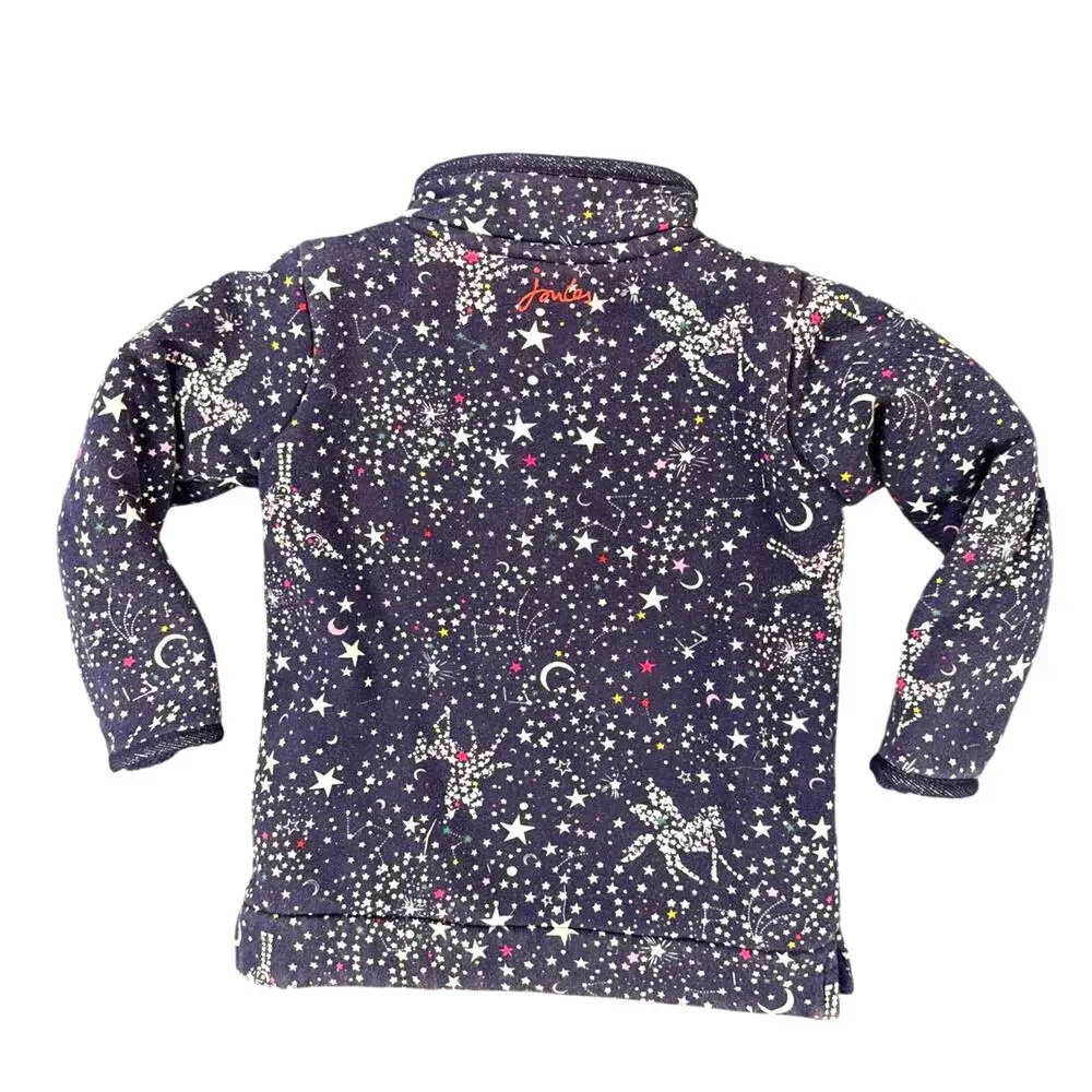 Joules Kids Navy Star Half-Zip Fleece-Lined Pullover Size 5 years